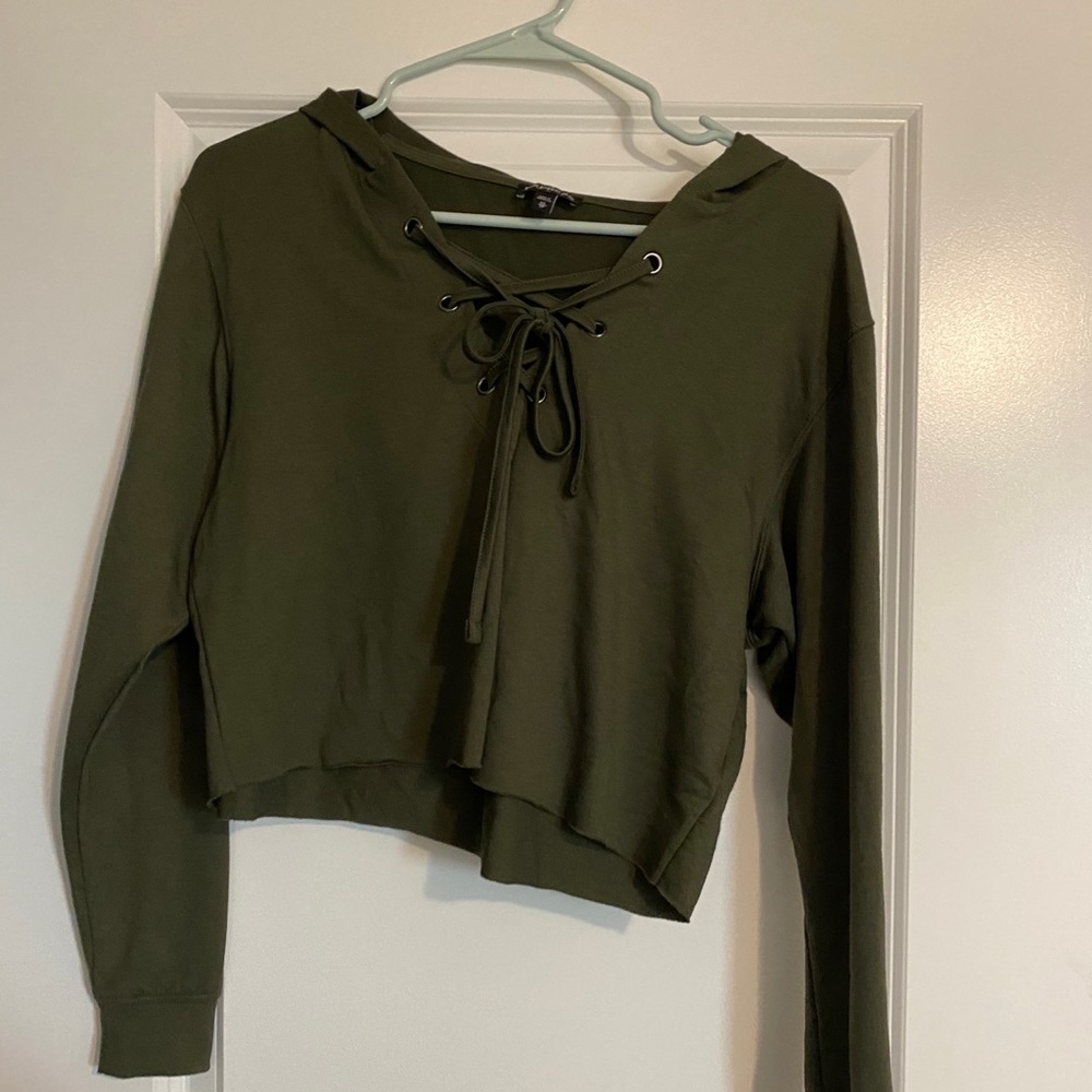 Green express cropped hoodie